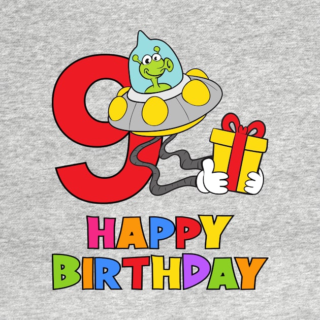 9th Birthday Party 9 Year Old Nine Years by KidsBirthdayPartyShirts